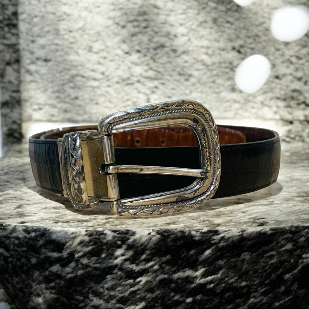Vintage Leather Western Core Belt with Silver Silver Links & Buckle